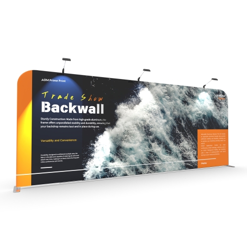 18.5ft Custom Flat & Grand Tension Fabric Trade Show Backwall Display 14