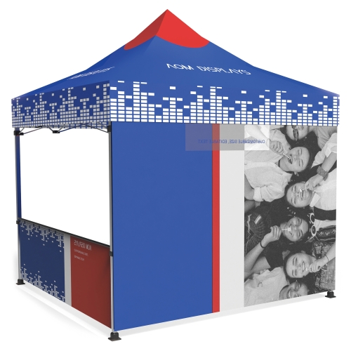 10x10 Custom Pop Up Canopy Tent & Single-Sided Full Backwall & 2 x Double-Sided Half Sidewalls 06