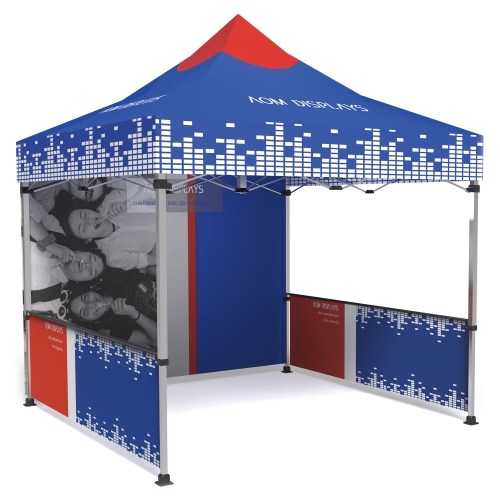 10x10 Custom Pop Up Canopy Tent & Single-Sided Full Backwall & 2 x Double-Sided Half Sidewalls 06