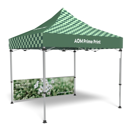 10x10 Custom Pop Up Canopy Tent & Double-Sided Half Backwall 21