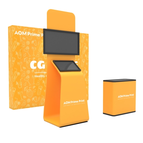 10ft Pop-Up Display Package | Stylish Monitor/iPad Banner Stand with Fabric Podium